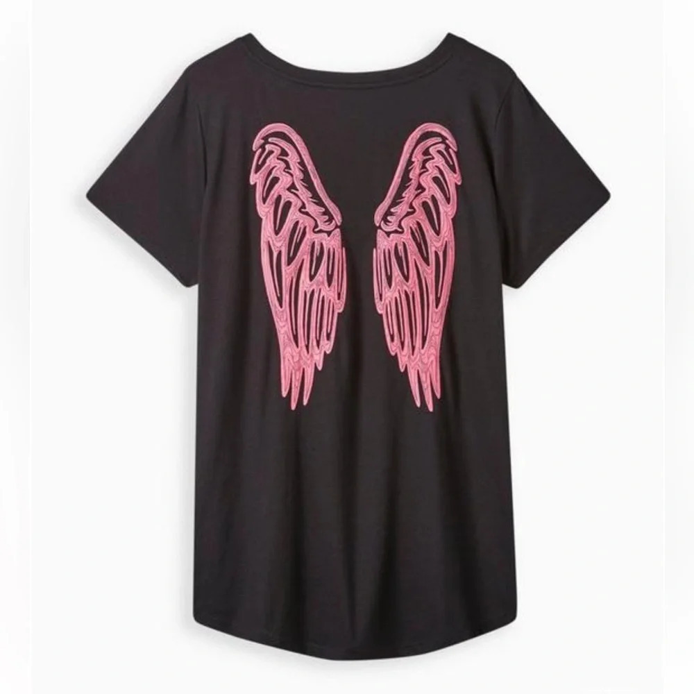 NEW Torrid Embroidered Back Girlfriend Tee Signature Jersey Wings Black Size 00